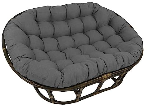 Papasan Rattan-Schaukelstuhlkissen, doppeltes übergroßes Papasan, Eierstuhlkissen Doppeltes Papasan-Stuhlkissen für den Außenbereich, wasserdicht mit Bändern,Dark Gray,170cmX120cm