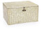 IGNPION Seagrass Storage Basket with Lid Woven Seagrass Desktop Basket Rectangular Bathroom Storage Organiser Box, Shelves & Desks Decorative Basket Multipurpose storage Hamper (Withewash,L)