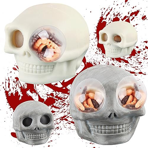 Schädel Squeeze Toy 2 Stück, Waldspring Halloween Stressball Set, Squeeze Ball Zu Entspannen, Halloween Deko, Spielzeug zum Stressabbau, Konzentrieren, Dekomprimieren, Angst Relief