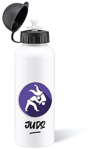 Gourde Judo Sport 500ml Bouteille d’Eau Aluminium Réutilisable Ecologique avec Tétine. Idée Cadeau Original Humour Homme Femme Enfant Ami Copain Collègue Utile Anniversaire Noël