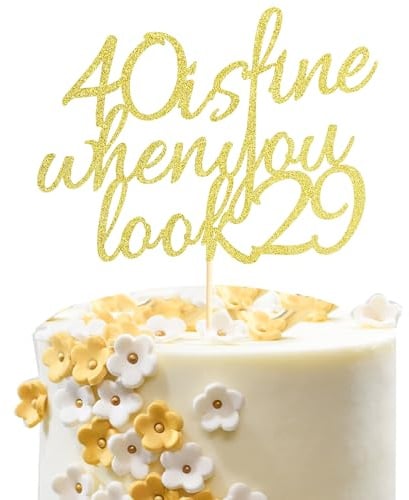 Arthsdite Tortenaufsatz zum 40. Geburtstag für Frauen, Chef, Ehefrau, Kollegen, Schwestern, beste Freunde, Kuchendekoration, 40. Geburtstag, mit goldfarbenem Glitzer