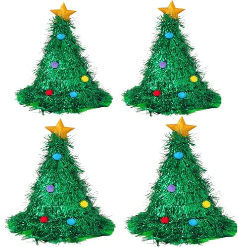 Hut Weihnachtsbaum Für Damen Und Herren, Hat Tree, Weihnachtsfeier, Grüner Filzhut Mit Goldenem Stern Und Girlanden Dekoration, Weihnachten, Karneval, Mottoparty, Dekoration
