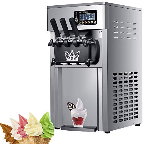 1200W Commercial Ice Cream Maker Machine, 3 Tastes Outlet Soft Serve Ice Cream Machine, 16~18L/H Ice Cream Makers, CE/FCC