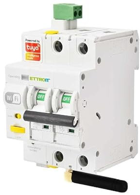 ETTROIT INTERRUTTORE MAGNETOTERMICO SMART WIFI 2P 16A RIARMO AUTOMATICO APP TUYA OCCUPA 3 MODULI DIN