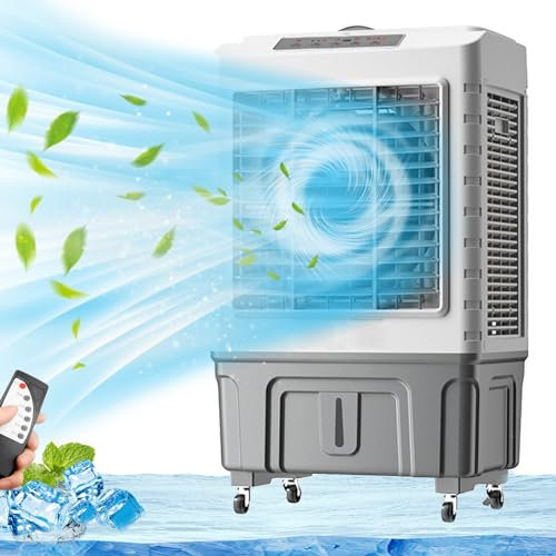 Climatisation Portative, Refroidisseur D'air par Évaporation, Télécommande, Minuterie de 7,5 Heures, 3 Modes et Vitesses, Oscillation de 120 °, pour Chambre À Coucher, Bureau À Domicile(Size:50*37*88c