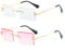 YUELUQU Retro Rimless Rectangle Sunglasses for Women Men Transparent Glasses Y2K Vintage Eyewear (Clear+Pink)