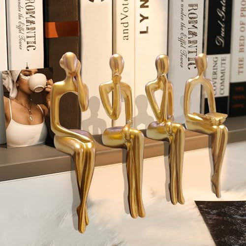 Sonhomay Denker-Statue, abstrakte Kunstfiguren, Kunstharz, Denker-Figur, abstrakte Skulptur, sitzende Denker-Statue, Bücherregal, Dekoration für Zuhause, Wohnzimmer, Bücherregal, Schreibtisch, Büro,