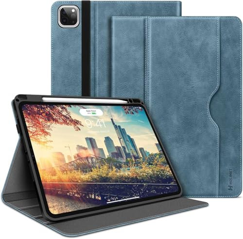 HOLIMET Funda para iPad Pro de 11 pulgadas M4 (2024) con soporte para bolígrafo, iPad Pro 11 5ª Gen M4 PU Cuero Folio Case TPU Parte trasera Resistente a los golpes con Bolsillo y Función Auto