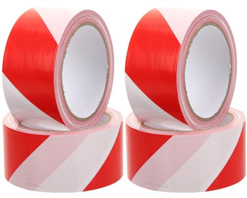 4 Rolls Red White Caution Tape Non-Adhesive Barrier for Safety Warning High Visibility Hazard Warning Tape for Construction and Crowd Control