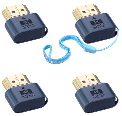 Duttek HDMI Dummy Plug 4K- Virtueller Monitor Display Emulator, Headless Display Adapter für Windows Mac OSX Linux, Unterstützt bis zu 4k@60Hz (Kein Indikator, 4 Stück)