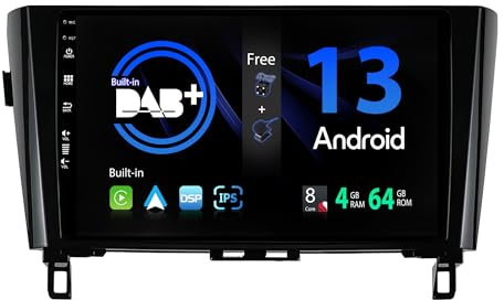 SXAUTO【Built-in DAB】Android 13 IPS Car Stereo For Nissan XTrail Qashqai j11 Rouge (2014-2018) - Wireless CarPlay/Android Auto Camera MIC - 4G+64G - 10.1 Inch 2 Din AHD Steering Wheel Fast-boot 360-CAM