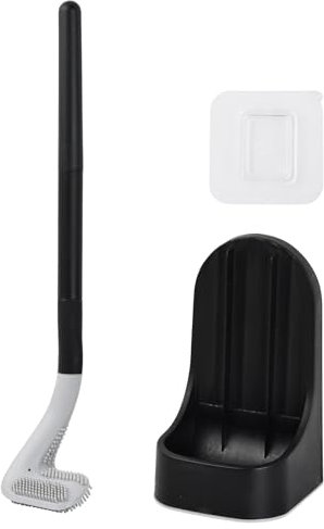 YILANJIN Golf Toilet Brush and Holder Set, No Dead Ends Golf Toilet Brush Set Wall-Mounted, Deep Cleaning Silicone Toilet Bowl Brush, Wall Mounted Bathroom Toilet Brush with A Hook Holder, Black