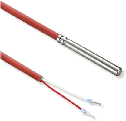 SENSORSHOP24 Kabelfühler mit Silikon Leitung Temperaturfühler mit Edelstahl Schutzhülse 6 mm x 50 mm Temperatur Sensor Fühler bis 180 Grad (PT100 Klasse B / 2 Leiter / 5 Meter)