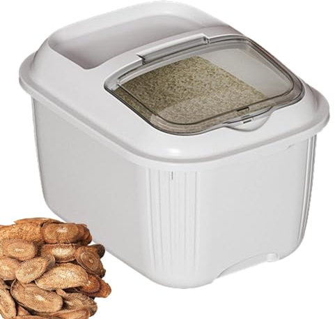 ARIOU Grain Dispenser - Rice Dispenser Container | Dry Food Dispenser | Sealed Rice Storage Bucket with Flip-top and Clear Lid | Large Kitchen Storage Box for Grain Flour Rice Bean Cereal Dry Goods