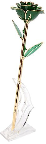 lvifloae Rose mit langem Stiel, 24 Karat vergoldet, mit Ständer, in 24 Karat Gold getauchte Rose, Innovative, für Immer konservierte Rose für Thanksgiving, Geburtstag, Jahrestag,