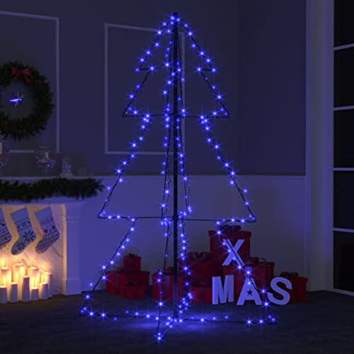 IKAYAA LED Weihnachtsbaum Aussen Kegelform Weihnachtsbaum Metall Groß Blau 200 LEDs Tannenbaum Lichterbaum Weihnachtsdeko Aussen Weihnachtsbaum Tanne 150 cm