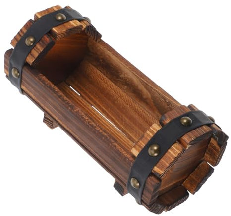 ROMISBABA Outdoor Flowerpot Carbonized Wooden Planter for Succulents Garden Trough Half Barrel Planter Box Airflow