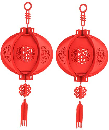 Garneck 2stücke Handgefertigte Chinesische Laternen Aus Filz Mit Durchbruchsdesign Traditionelle Dekoration Für Neujahrsfest Und Zuhause