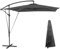 Outsunny Parasol Excéntrico 247x247 cm Sombrilla de Jardín con Base Cruzada Cubierta Ajustable Manivela Funda Protectora y Cuerda de Viento Anti-UV 50+ Sombrilla para Terraza Patio Gris Oscuro
