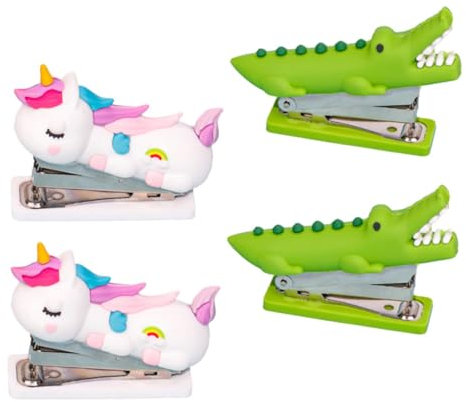 JOINPAYA 4 Stück Mini-Hefter schreibwaren Karikatur Buggy Kreative Cartoon-Broschüren Kawaii Cartoon-Hefter Cartoon Bürohefter Tierhefter Klebebandspender süß Kieselgel