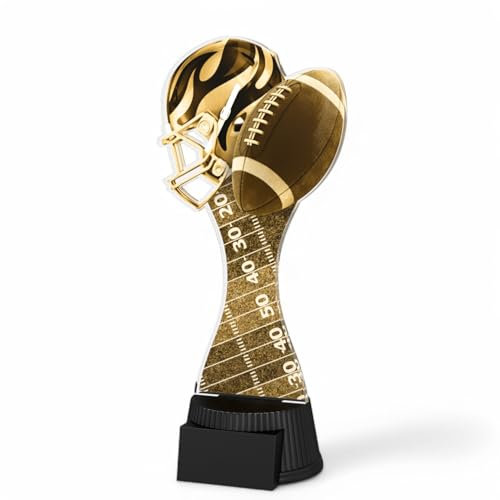 Trophy Monster Toronto Classic American Football Trophäe, Größe 190 mm, Ball und Helm für Clubs, Veranstaltungen und Wettbewerbe, aus 6 mm dickem, bedrucktem Acryl