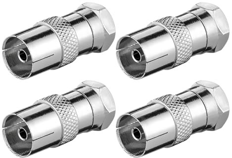 DAJING TV Aerial Connector, F Type Coaxial Adapter 4Pcs Male To Female TV Aerial Cable Kit for Satellite.Antenna, Aerial Cables, Compatible with TV, Router, Satellite Receiver, Audio Video Equipment