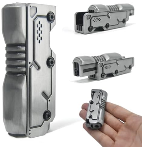 SKEDC Machine Soul Fidget Toy for Adults, Metal Fidget Slider Fidget Clicker Toy, Simulated Loading & Ratchet Play Stress Relief Toy ADHD Tools Cool Gadgets for Men (Silver)