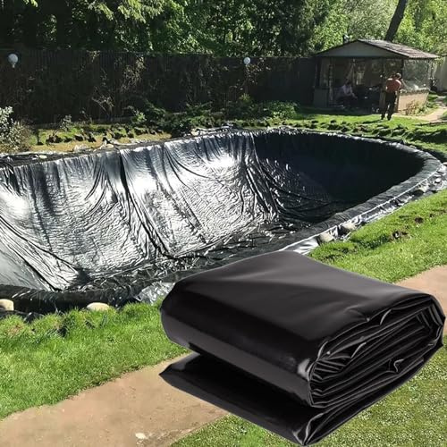 Revêtement de bassin noir - Film polyéthylène haute densité flexible imperméable pour bassin extérieur piscines lacs artificiels - Disponible en 3 x 4 m 4 x 6 m 5 x 8 m 7 x 10 m 8 x 12 m