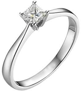 Wycian Diamond Ring For Women Original Eheringe Weissgold 14 Karat Diamant Im Prinzessschliff, 0,3 CT Größe 56 (17.8) Massiv, Nicht Plattiert Aktualisierung 3.0 für Damen Valentinstag Schmuck
