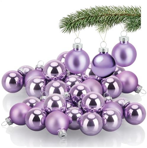 COM-FOUR® 40 Mini Glass Christmas Baubles – Small Ornaments for Festive Decoration – Tree Baubles for Holiday Decor Ø 3 cm