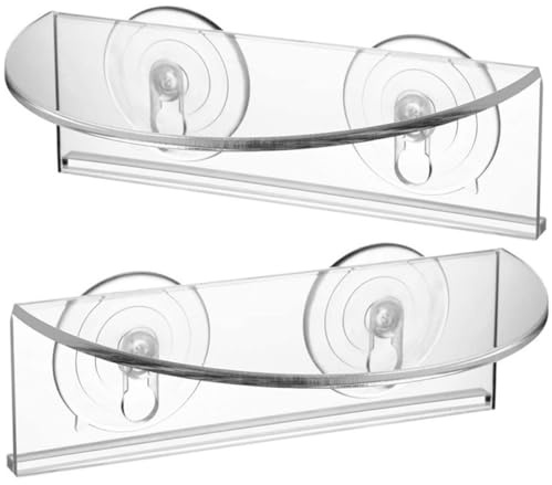 CLISPEED Estantes Transparentes para Plantas Ventosa Soporte Acrílico sin Taladro para Macetas 2 Piezas para Ventana Baño Cocina y Azulejos Práctico Porta Plantas Pequeño para Bonsáis