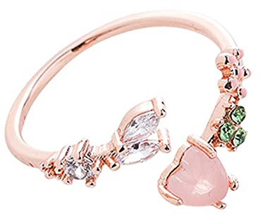 Rosa Ring, Stein, stapelbar, Blume, offen, Rot, Finesse, verstellbare Cluster-Ringe, einfach