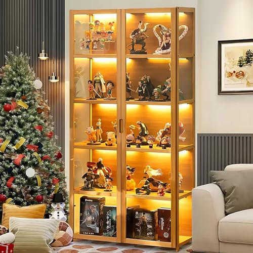 Scribora Vitrine avec Porte en Verre Acrylique, vitrine Curio à 8 Niveaux, pour Objets de Collection, bibliothèque pour Chambre à Coucher, Coin Lecture, Chambre de Tout-Petit.