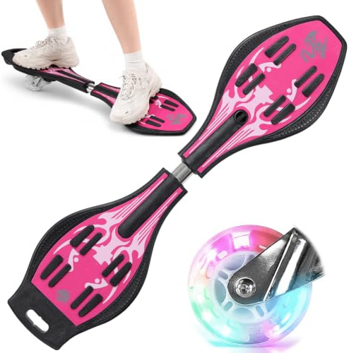Harrms Waveboard Snakeboard Kinder LED Rollen, Caster Board | Anti-Rutsch-Oberfläche, 180° Drehung, leicht Robust aus ABS, für Kinder Erwachsene, Fördert Balance & Koordination