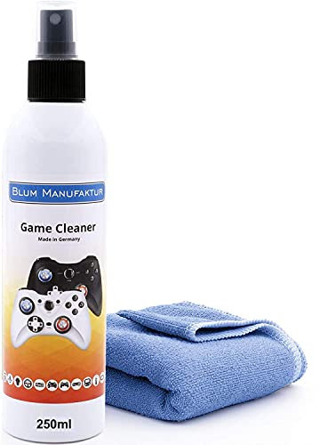 Blum Manufaktur Game Cleaner - Reiniger für Playstation, Konsolen & Zubehör - umweltfreundliches Spray mit Mikrofasertuch - Made in Germany - 250 ml
