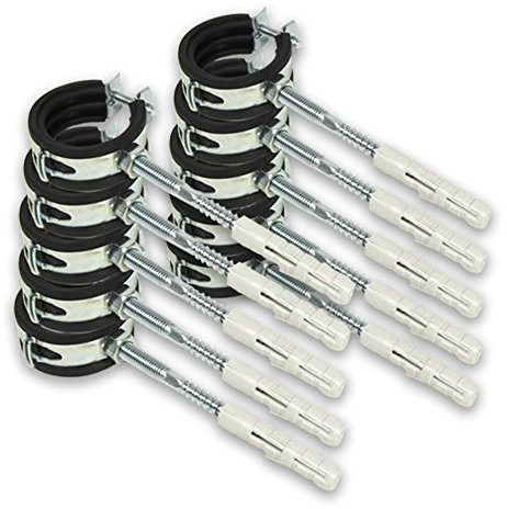 Eigenmarke 10 x Rohrschelle [48-53mm] + 10 x Dübel + 10 x Stockschraube M8 x 80mm mit Torx Ansatz
