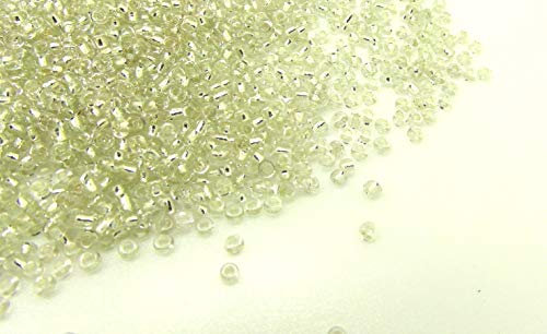 50g Clear White Silver Lined Seed Beads Glass 2mm Size 11/0 J04186XA
