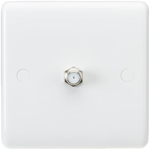 Knightsbridge CU0150 Standard Square White Plastic, Curved Edge, AV Coax Sat TV Outlet