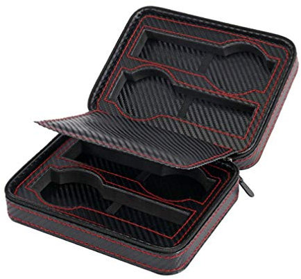 MR Maestro Relojero | Uhrenbox für 4 Uhren | Uhrenkasten | Uhrenkoffer | Carbon Fiber-Bezug | Uhrenschatulle | Samt-Innenfutter | Aus MDF, zum Reisen, schwarz