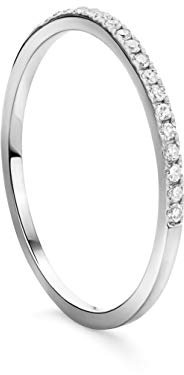 Orovi Schmuck Damen Ring Weißgold 0.09 Ct Diamant Ewigkeitsring 14 Karat (585) Gold und Diamanten Brillanten