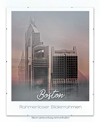 Boston Cadre photo sans cadre 50 x 75 cm avec support photo à clip Cadre amovible en verre synthétique Transparent 1 mm