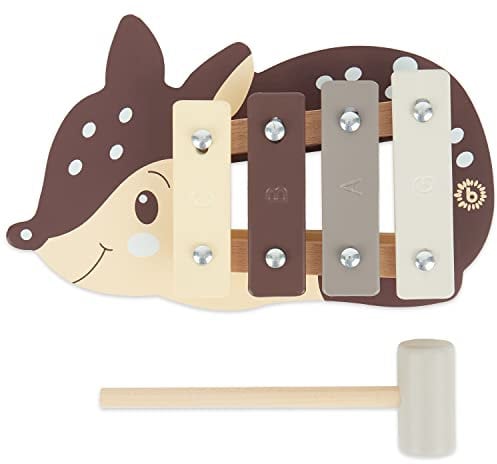 Bieco Kinder Xylophon in REH-Design | Musikinstrument für Kinder ab 1 Jahr | Süßes Musikspielzeug Baby | Glockenspiel mit Schlägel | Xylophon für 1-Jährige | Baby Musikinstrument