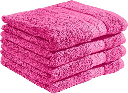 REDBEST Duschtuchset, Frottierset 4er-Pack Chicago pink Größe 70x140 cm - saugstark, strapazierfähig, ideal für Reisen, Sport (weitere Farben)