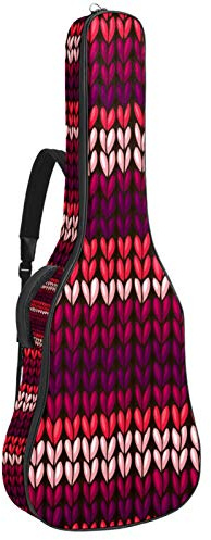 Gitarren-Gigbag, wasserdicht, Reißverschluss, weich, für Bassgitarre, Akustik- und klassische Folk-Gitarre, dunkelrotes Streifenmuster