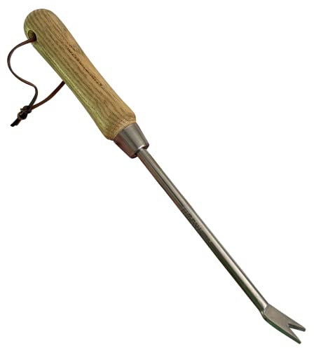 Outils de jardin et de pelouse Garden Guru Outil de désherbage de pissenlit écologique Garden Guru avec manche en bois ergonomique - Acier inoxydable 100 % recyclé - Résistant à la rouille - Bois