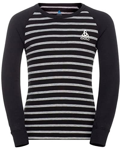 Odlo Thermounterwäsche Kinder Active Warm Stripes I Sportunterwäsche Mädchen Jungen I Langarm Thermoshirt
