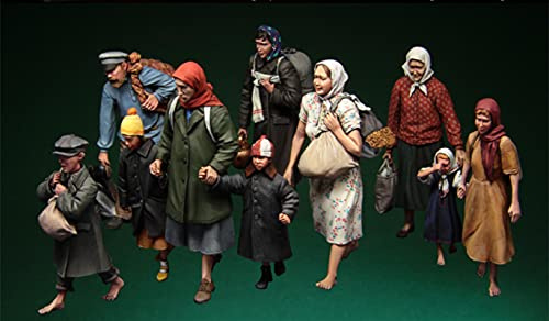Risjc 1/35 WWII Europäische Flüchtlinge Resinfigurenmodell (10 Personen) unbemalt und unmontiert Miniaturmodellbausatz/R48451