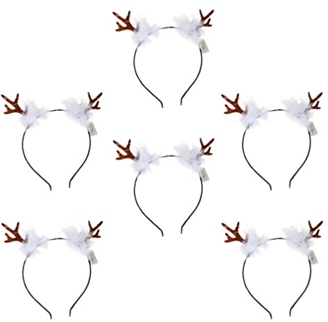 Hirschgeweih-Stirnband, LED, Weihnachten, 6 Stück, Rentiergeweih, brauner Kopfschmuck, Haarband, Kopfschmuck, Haarschmuck für Weihnachten, Party, Gastgeschenk Stil 2
