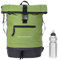 Elephant Rucksack Herren Damen Plane Time Bag COMP Fahrradrucksack Kurierrucksack Roll-Top A4 mit Laptopfach, Bodenfach 12823 + Flasche (Bi Color OS (oliv-schwarz))