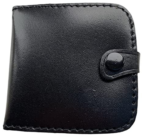 Lorenz Men's Leather Square Tray Coin Purse with Section for Notes - Black